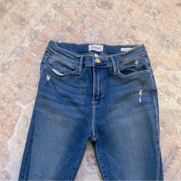 FRAME Le High Ripped High Waist Raw Hem Crop Skinny Jeans - Picture 10 of 14